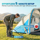 Outsunny Inflatable Tent 2 Bedroom 3000mm Waterproof Windproof Air Tent with Carry Bag for 4 Person