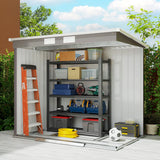 Outsunny 7 x 4 Garden Shed, Galvanised Steel, Metal Lean-to Tool Shed with Foundation Kit, Grey