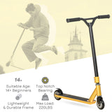 HOMCOM Stunt Scooter, 360 Entry Level Tricks Scooter w/ Lightweight Aluminium Deck and ABEC 7 Bearing, For Age 14+ Beginners, Gold Tone