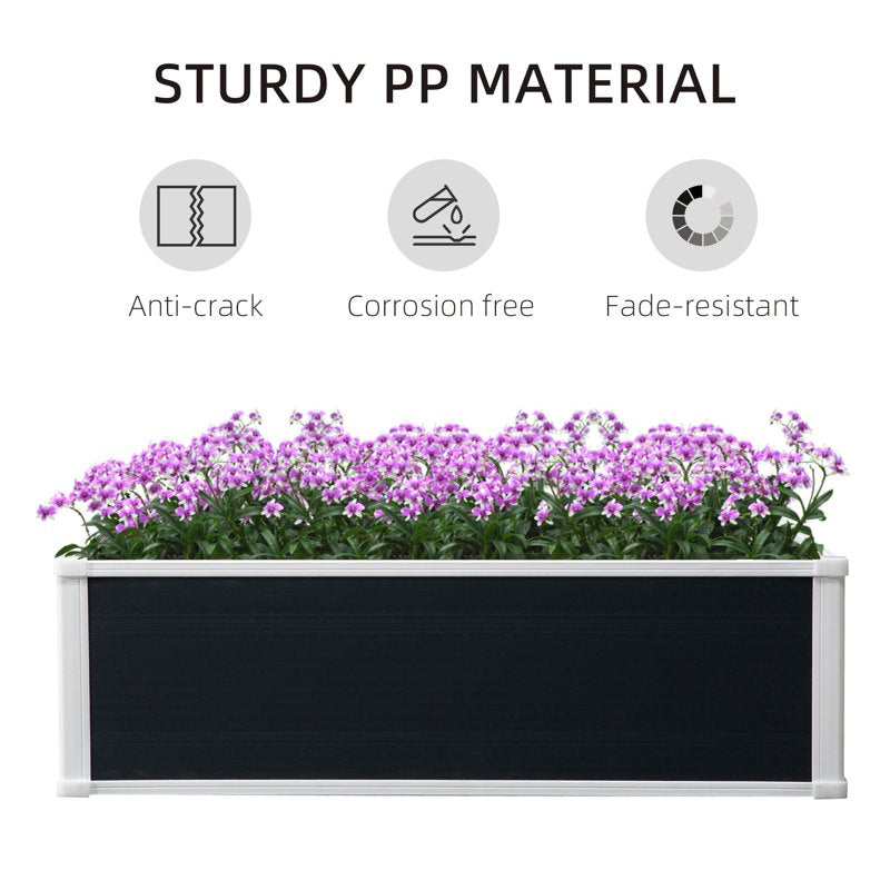 Outsunny 221L Raised Garden Bed, Weather-resistant PP Planter Box Containers for Outdoor Patio Plant Flower Vegetable,100 x 80 x 30 cm