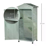 Outsunny Wooden Garden Shed, Outdoor Storage Cabinet with 2 Shelves and Hooks, Locking Organiser Outdoor Narrow Tool House, 74x55x155cm, Green
