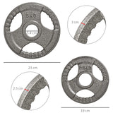 HOMCOM Set of 4 Weight Plate for 2 inch/5cm hole Dumbbell Handle Bar 15kg Dumbbell Plates Barbell Weight 2 x 5kg, 2 x 2.5kg