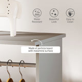 HOMCOM Open Wardrobe Double Mobile Storage Shelves Organizer W/6 Wheels-Grey