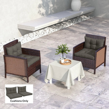 Outsunny 2-Piece Seat Cushions Back Pillows Replacement, Patio Chair Cushions Set for Indoor Outdoor, Charcoal Grey