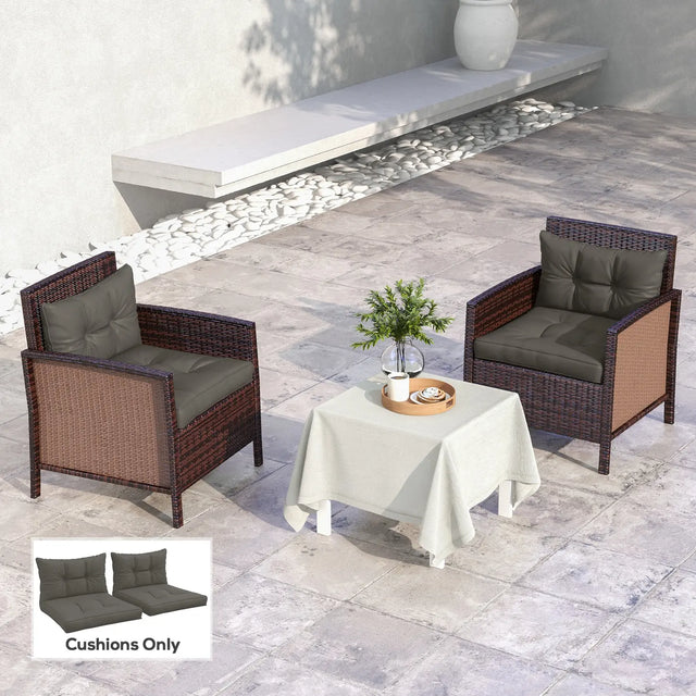 Outsunny 2-Piece Seat Cushions Back Pillows Replacement, Patio Chair Cushions Set for Indoor Outdoor, Charcoal Grey