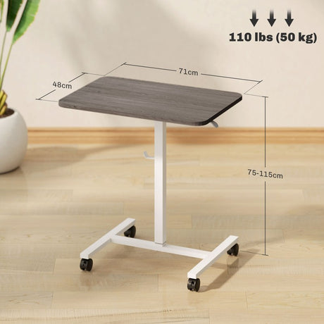 HOMCOM 75-115cm Manual Adjustable Sit-To-Stand Desk - White/Grey