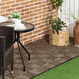 Outsunny 27 Pcs Wooden Interlocking Decking Tiles, Outdoor Flooring Tiles for Patio, Balcony, Terrace, Hot Tub, 30 x 30 cm per Piece, 2.5 per Pack, Charcoal Grey