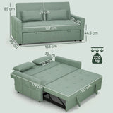 HOMCOM Three-Way Two-Seater Sofa Bed - Green