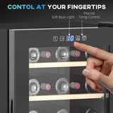 HOMCOM 41 Bottle Wine Fridge, 91 Litre Capacity, 45cm Freestanding Wine Cooler Fridge with Glass Door, LED Light, Digital Touch Screen, Temperature Control, Black