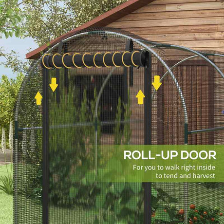 Outsunny Galvanised Steel Fruit Cage, Plant Protection Tent with Zipped Door, 1.2 x 2.4 x 1.9m, Black