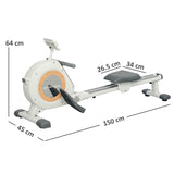 SPORTNOW Rowing Machine, 16-Level Magnetic Rower Machine with LCD Monitor and Phone Holder, Vertical Storage, for Home Gym Cardio Training, 150kg Weight Capacity, White