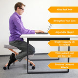 Wooden Orthopaedic Kneeling Stool Ergonomic Posture Frame Seat-Grey