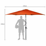 9ft Patio Market Table Umbrella with Push Button Tilt and Crank-Orange
