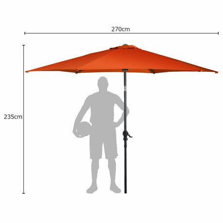 9ft Patio Market Table Umbrella with Push Button Tilt and Crank-Orange