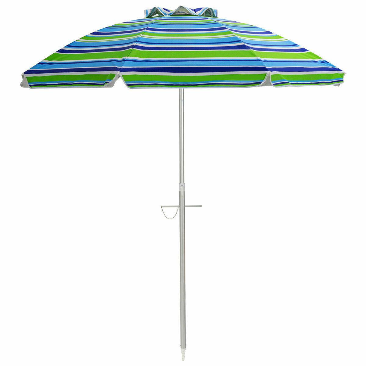 198cm Beach Umbrella with Sand Anchor UPF50+ and Carry Bag-Green