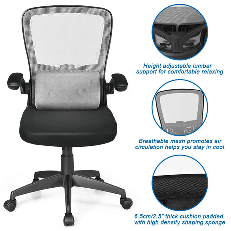 Lightweight Mesh Office Chair with Lumbar Support-Grey