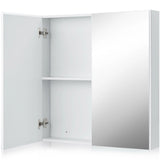 2-Tier Wall-Mounted Storage Cabinet with Double Mirror Doors