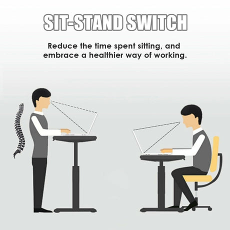 Mobile Height Adjustable Sit to Stand Up Computer Desk with Lockable Wheels