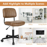 PU Leather Adjustable Office Chair  Swivel Task Chair with Backrest-Brown