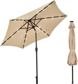 Parasol with solar LED lighting cantilever parasol garden parasol crank parasol 2.7M-beige