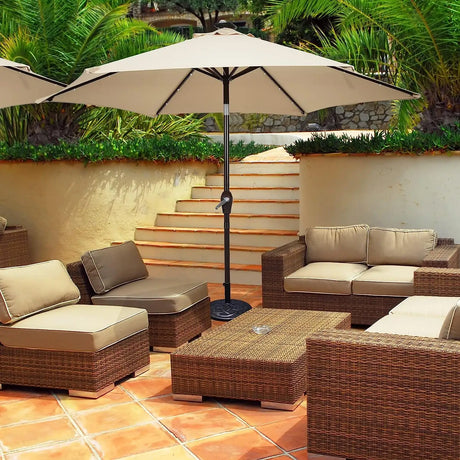 Parasol with solar LED lighting cantilever parasol garden parasol crank parasol 2.7M-beige
