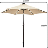 Parasol with solar LED lighting cantilever parasol garden parasol crank parasol 2.7M-beige