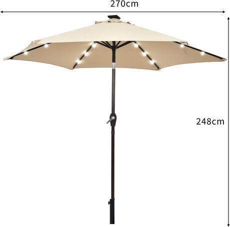 Parasol with solar LED lighting cantilever parasol garden parasol crank parasol 2.7M-beige