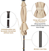 Parasol with solar LED lighting cantilever parasol garden parasol crank parasol 2.7M-beige