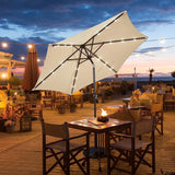 Parasol with solar LED lighting cantilever parasol garden parasol crank parasol 2.7M-beige