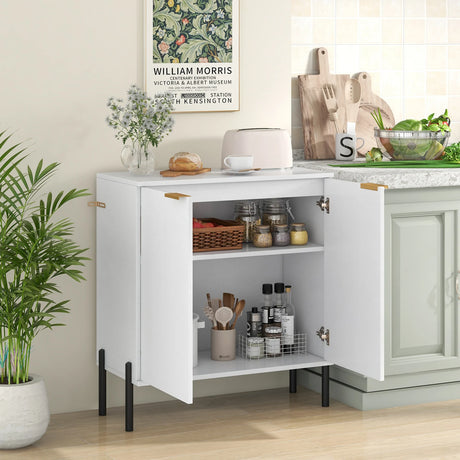 2-Door Buffet Cabinet with Anti-Tipping Kits for Dining Living Room Entryway-White