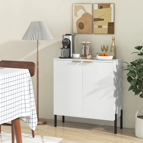 2-Door Buffet Cabinet with Anti-Tipping Kits for Dining Living Room Entryway-White