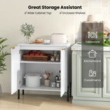 2-Door Buffet Cabinet with Anti-Tipping Kits for Dining Living Room Entryway-White