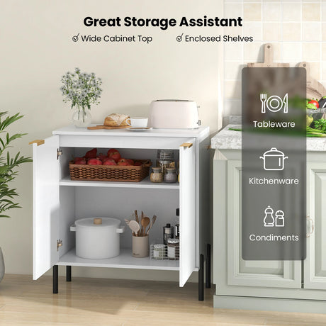 2-Door Buffet Cabinet with Anti-Tipping Kits for Dining Living Room Entryway-White