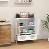 2-Door Sideboard Buffet Cabinet with Bamboo Woven Doors and Adjustable Shelf