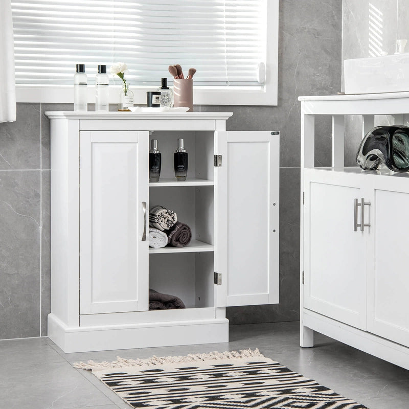 Bathroom Floor Cabinet with Adjustable Shelves & Anti-toppling Device