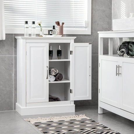 Bathroom Floor Cabinet with Adjustable Shelves & Anti-toppling Device
