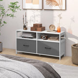 Fabric Chest of Drawers with 2 Drawers and 2 Open Shelves-White