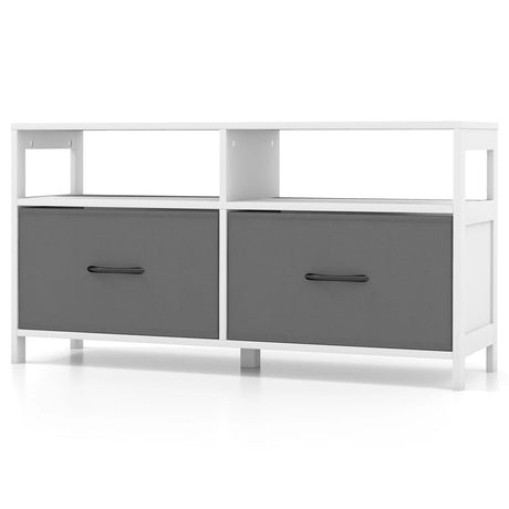 Fabric Chest of Drawers with 2 Drawers and 2 Open Shelves-White