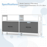 Fabric Chest of Drawers with 2 Drawers and 2 Open Shelves-White