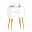 2-Drawer Nightstand with Solid Wood Legs for Bedroom-White