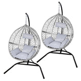 Hanging Rattan Egg Chairs x 2 - Grey