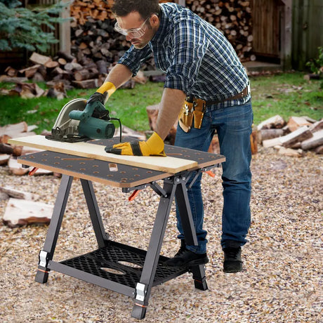2-in-1 Folding Work Table and Sawhorse with 454 kg Max Load