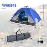 3-In-1 4-Person Instant Waterproof Pop-up Tent with Carry Bag