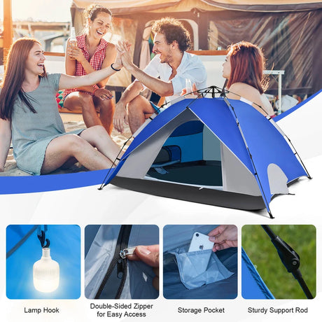 3-In-1 4-Person Instant Waterproof Pop-up Tent with Carry Bag