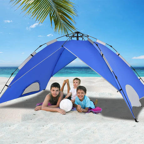 3-In-1 4-Person Instant Waterproof Pop-up Tent with Carry Bag