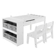 3 in 1 activity table &amp; easel with liftable table top &amp; 6 fabric containers &amp; paper roll white