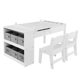 3 in 1 activity table &amp; easel with liftable table top &amp; 6 fabric containers &amp; paper roll white