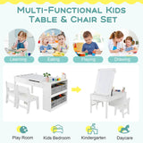 3 in 1 activity table &amp; easel with liftable table top &amp; 6 fabric containers &amp; paper roll white