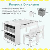 3 in 1 activity table &amp; easel with liftable table top &amp; 6 fabric containers &amp; paper roll white