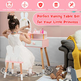 2-in-1 Kids Princess Vanity Table and Chair Set-White